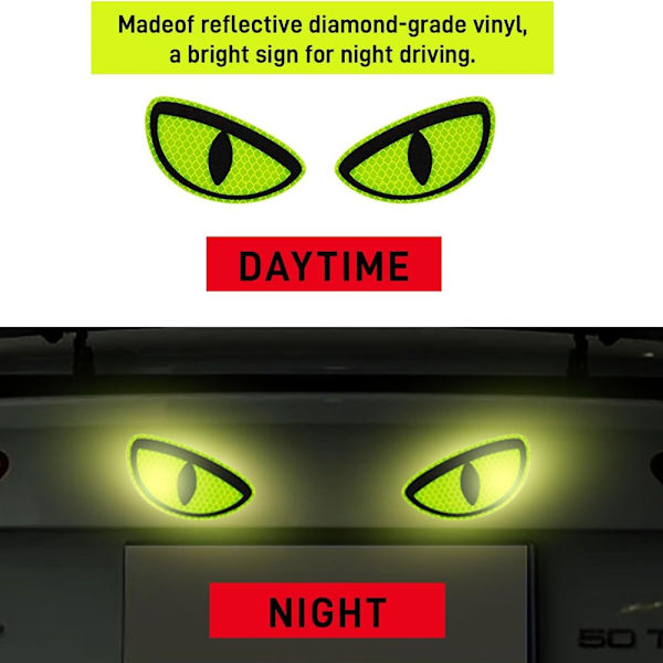 6 stk Eye Car Stickers 3D Eye Shape Night Reflekterende Decals