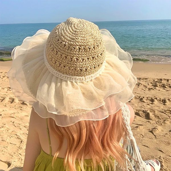 Nya solhattar Luxury Lace Pearl Lady Cap 02 02 02