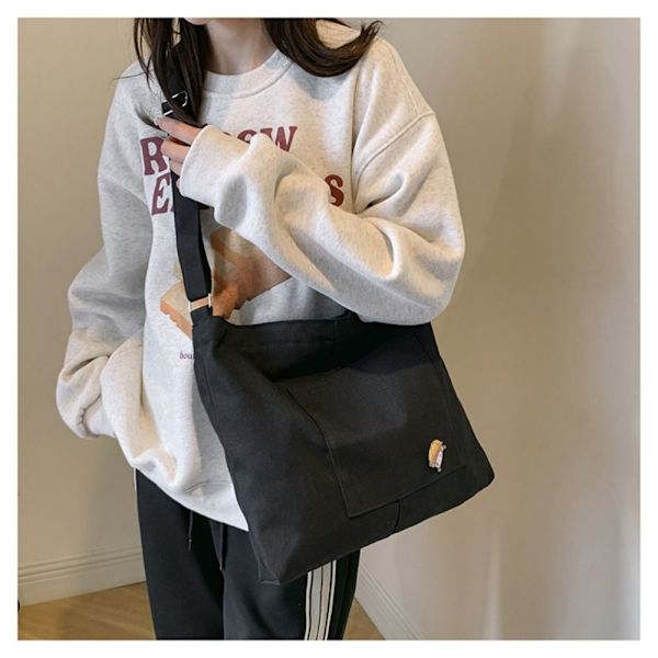 Lærredsstoftasker Casual Messenger Tasker SORT black