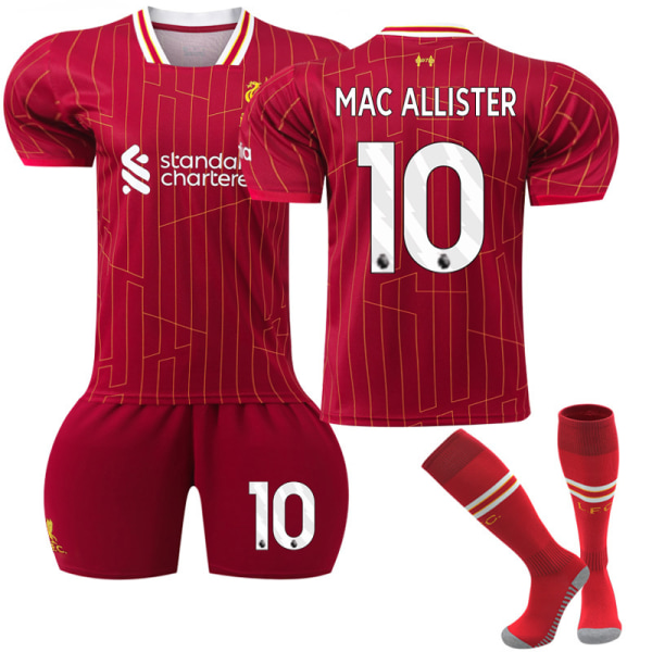 2024-2025 Liverpool Home Kids Football Shirt Kit ja Sukat nro 10 Mac Allister 18