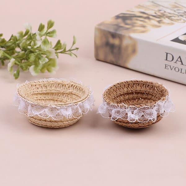 Mini Korgfläta Dockskåpskorg BEIGE Beige
