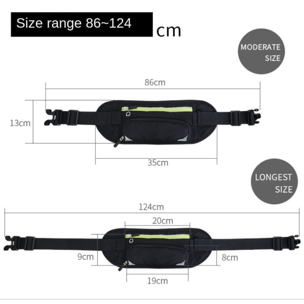 Løpemidjeveske Sportsbelteveske SVART GRØNN SVART GRØNN Black Green