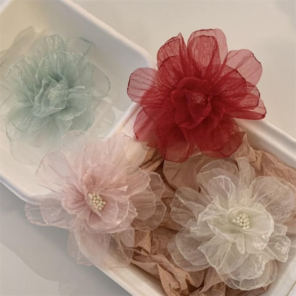 Organza Flower Hårnål Blommig Hårklämma GRÖN green
