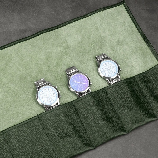 Watch Roll Case Klockbox i äkta läder GRÖN green