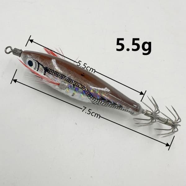 Trærejelokker Blækspruttekrog E-7.5CM-5.5G E-7.5CM-5.5G E-7.5cm-5.5g