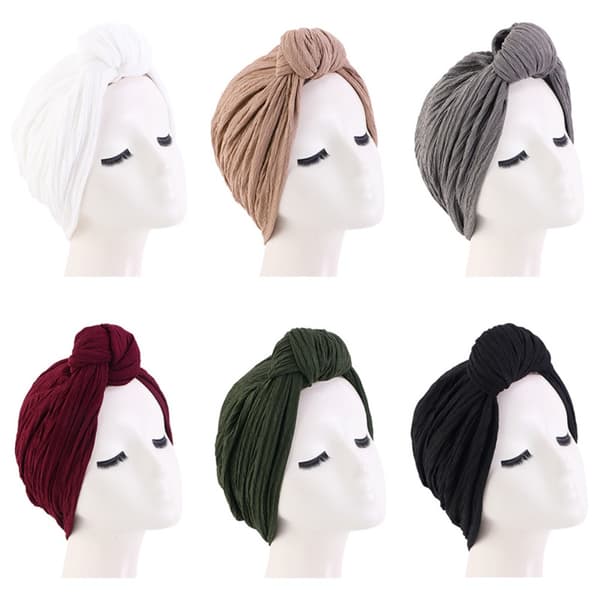 Turbanluer Forhåndsbundet Hette HVIT White