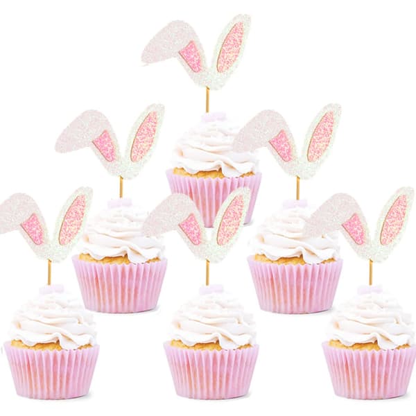 10 stk. Påskehareører Cupcake-toppere 2 2 2