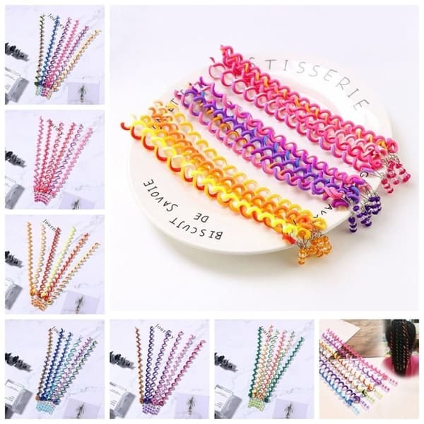 6 st/set Hårflätor Spiralflätat Hårrep ROSA Pink
