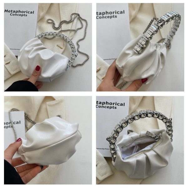 PU Läder Handväska Mini Crossbody Väska VIT White
