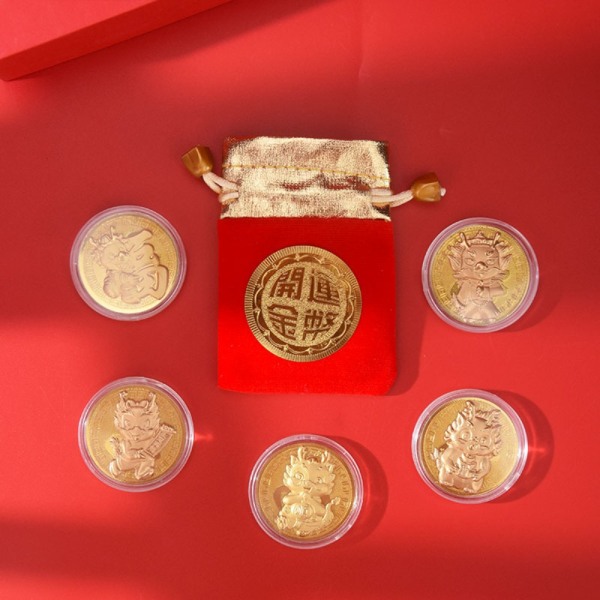 Juhlakolikko Dragon Gold Coins STYLE 5 KANSSA PUSSI STYLE 5 Style 5 with Bag