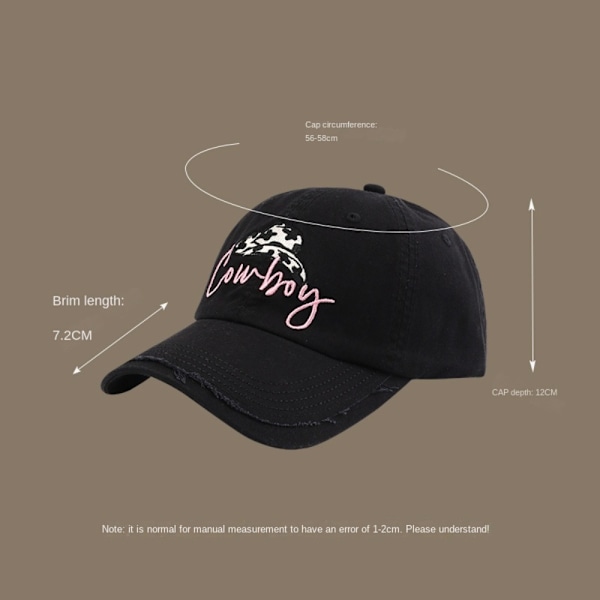 Muodikas baseball- cap kirjaimella brodeerattu cap MUSTA Black