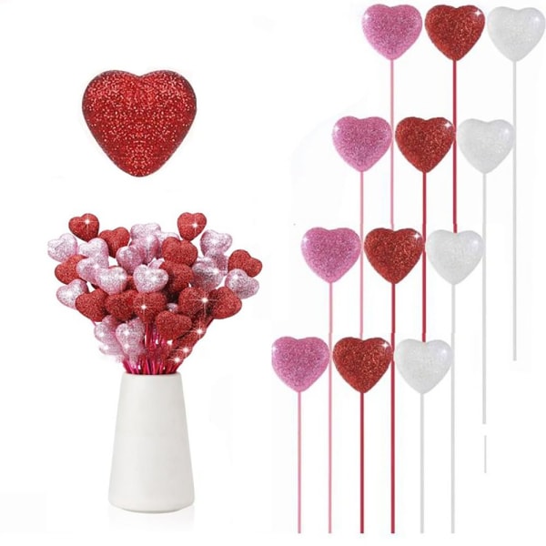 5 STK Heart Picks Pindekage Toppers RØD 5X23CM RED 5X23CM