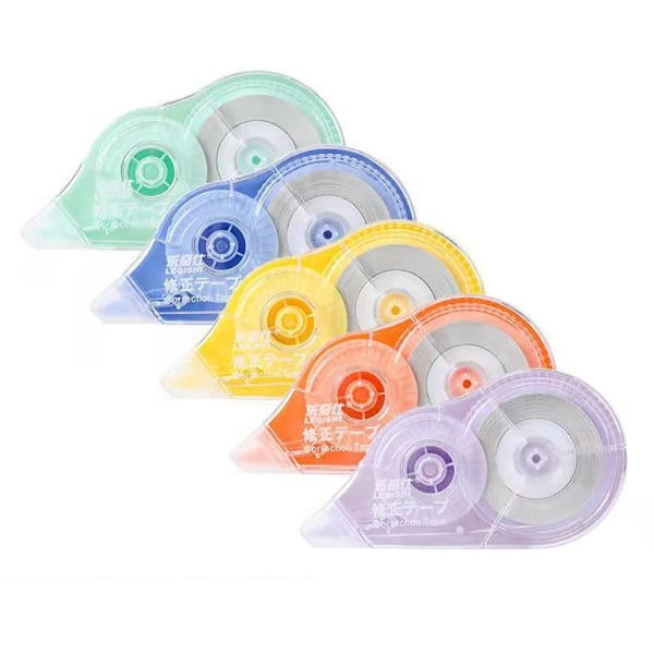 5 stk/sett Korreksjonstape Roller White Sticker Tape Colorful-5pcs