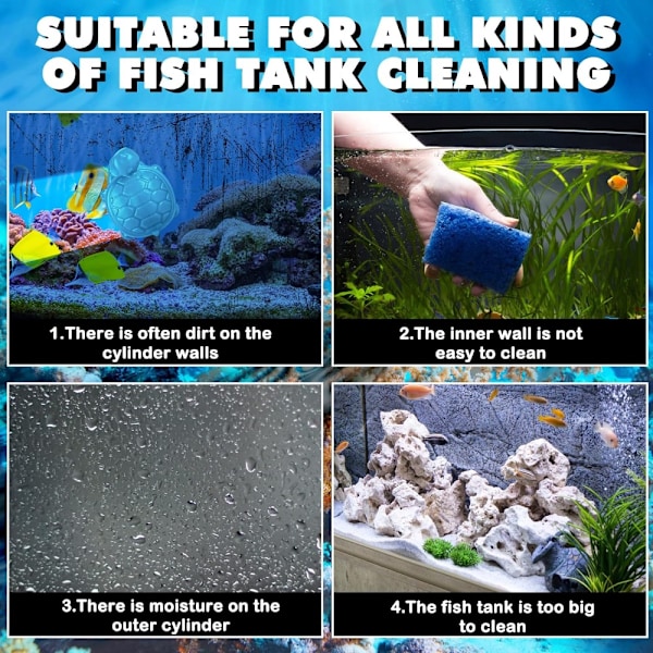 Skildpaddeformet Fisketank Magnetisk Børste Glas Rengøring Magnetisk Blue