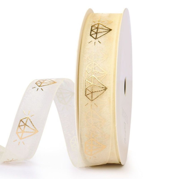 Gold Heart Sheer Ribbon Lumilanka Nauha G G G