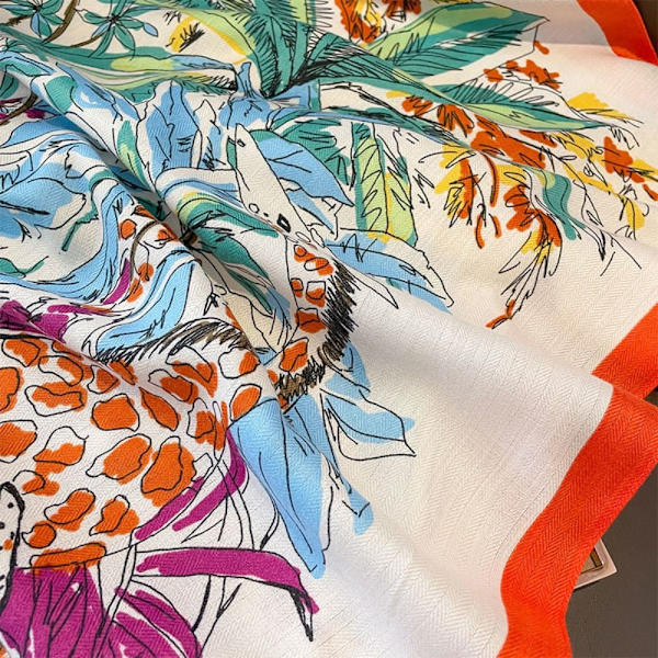 Strandsjal 90x90cm Sidenscarf 4 4 4