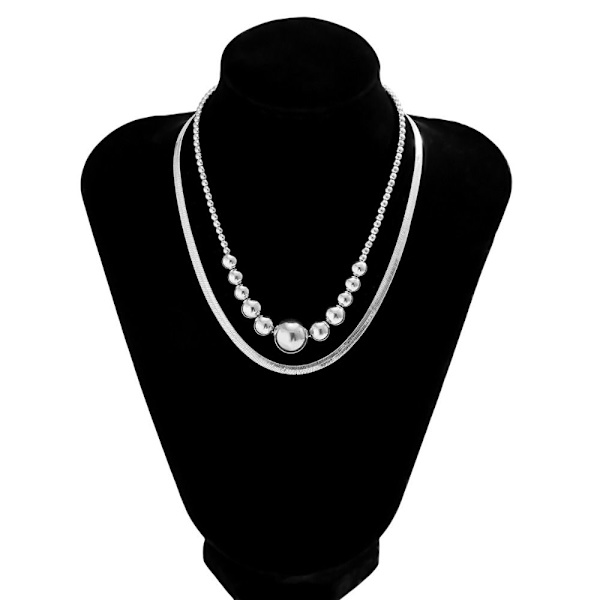 Metal Snake Bone Chain Halskæde Runde Bead Chain Halskæder Silver