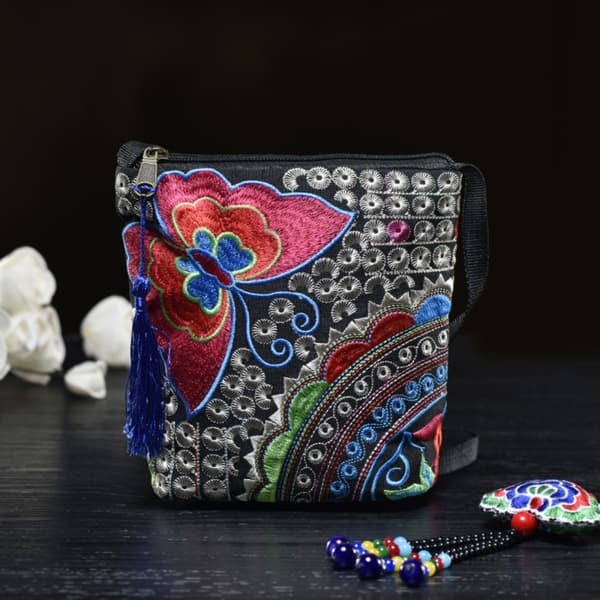 Axelväska i etnisk stil broderad crossbody-väska E E E