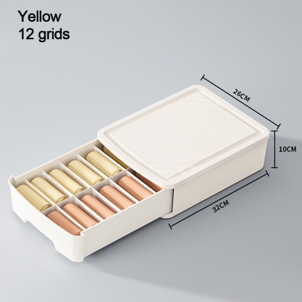 Undertøj BH Opbevaringsboks Sokker Opbevaringsorganisatorer GUL 12 yellow 12 grids-12 grids