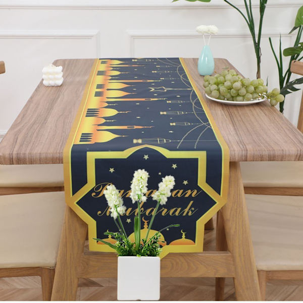 Ramadan Dekorasjon Bordløper Hjem Duk SVART STIL2 black style2-style2