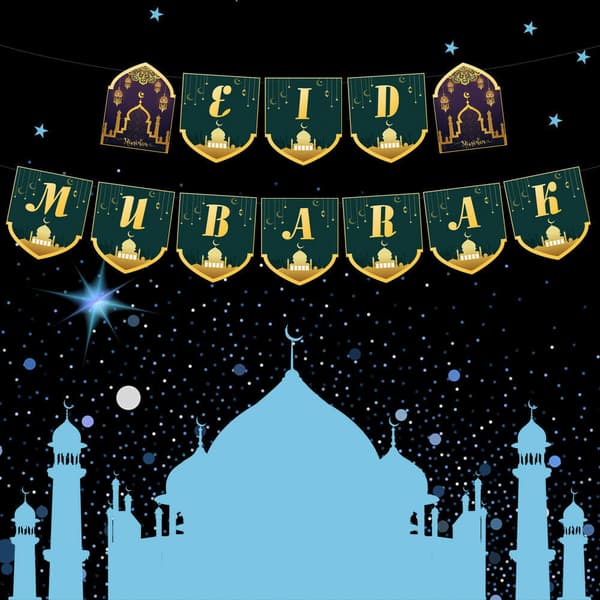 Eid Mubarak Banner Ramadan Dekorasjon GRØNN
