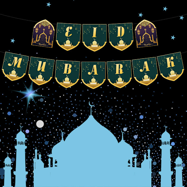 Eid Mubarak Banner Ramadan Dekoration GRÖN