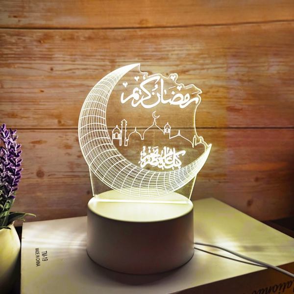 Akryl Eid Mubarak nattlys Ramadan Kareem dekorasjon