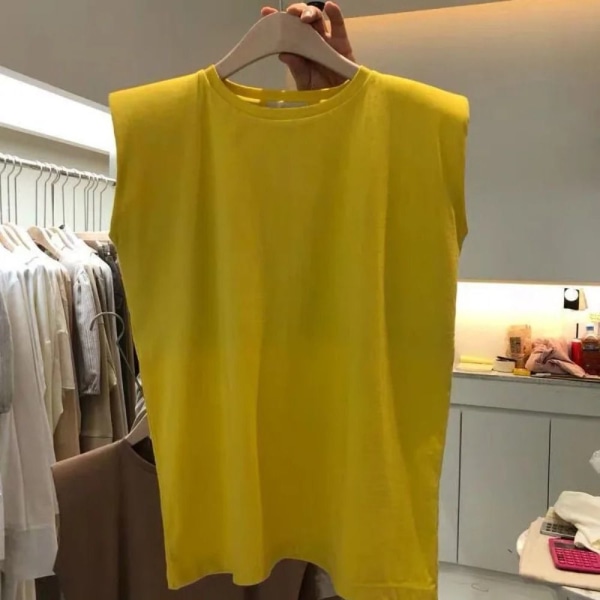 Ærmeløs T-Shirt Dame Løs Vest GUL XL yellow XL