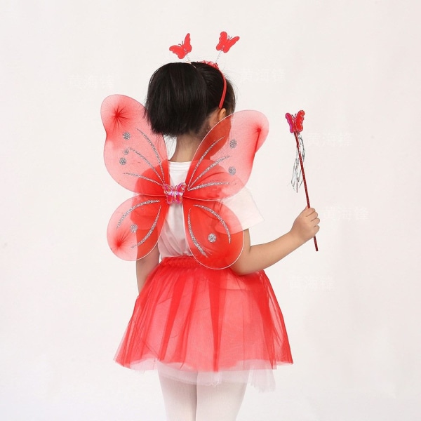 4 stk/sæt Børne sommerfugle pandebånd Wings Prinsesse kostume sæt Rose Red/A