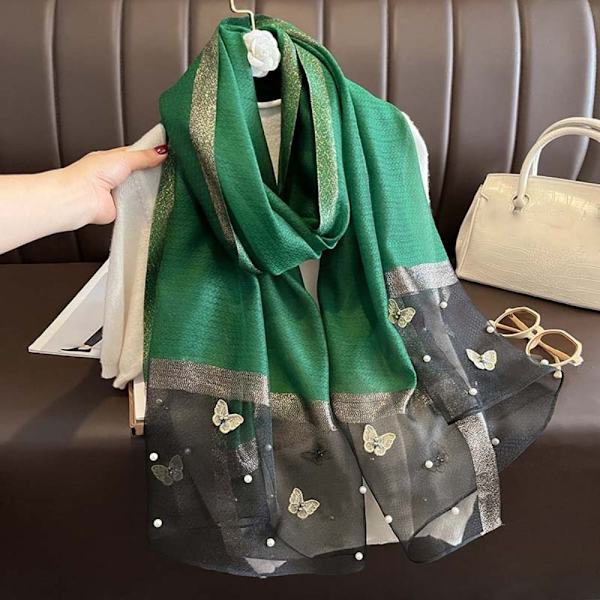 90x90cm Butterfly Brodered Scarf Siden Scarf 2 2 2