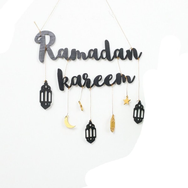 Eid Mubarak Ramadan Kareen Hängande alfabetshänge SVART black