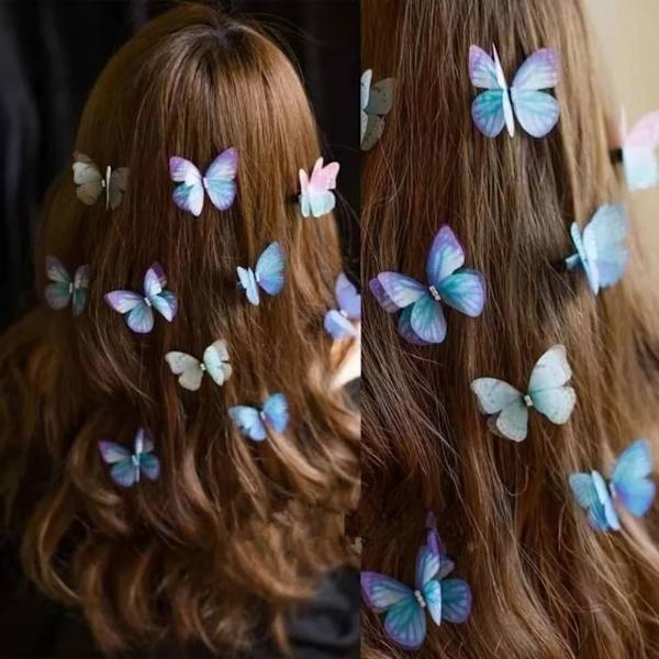 Mesh Butterfly Hårclips Dobbeltlags Butterfly Side Clip 7 7 7