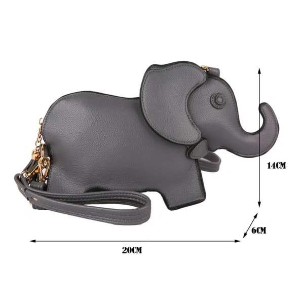 Kvinner Funny Elephant Skuldervesker Cartoon Mini Crossbody Bag Grey