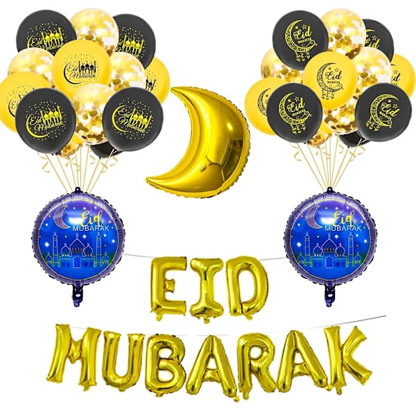 Eid Mubarak Ballong Set i Aluminiumfolie 1 1