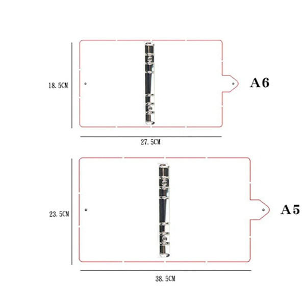 A5/A6 Lösbladsfilfickor Förvaringsväska RÖD A6 A6 Red A6-A6