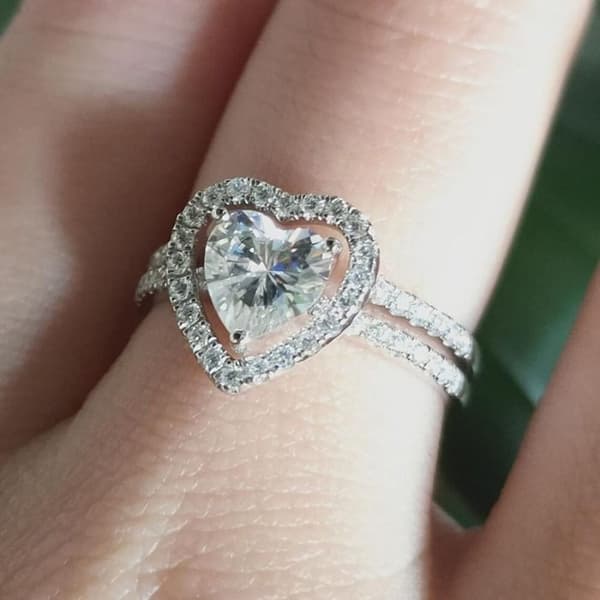 Hjerte Fuld Diamant Ring Sæt Stabelbar Ring STØRRELSE 7 STØRRELSE 7 size 7