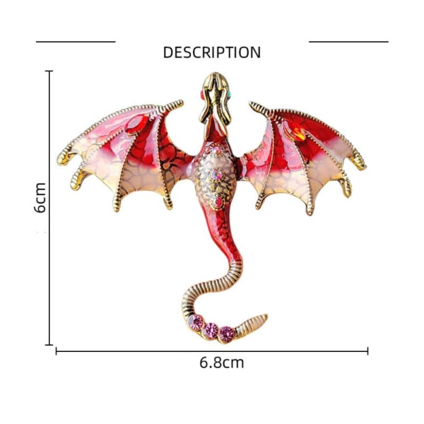 Emalje Dragon Brocher Rhinestone Broche Pins RØD B B Red B-B