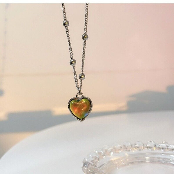 Heart Mood anheng Halskjede Halskjede Peach Heart Chain