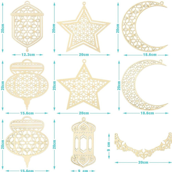 3/10 kpl Mubarak-riipus Eid Mubarak -koriste D-10PCS