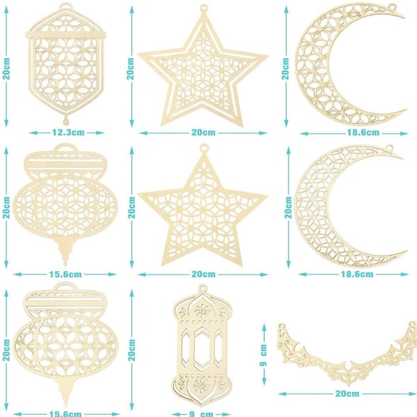 3/10 stk. Mubarak Hængende Vedhæng Eid Mubarak Dekoration E-10PCS