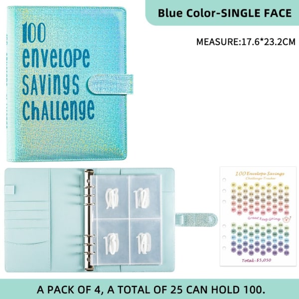 100 Kuvert Utmaning Pärm Kuvert Besparingsutmaningar blue style2-style2
