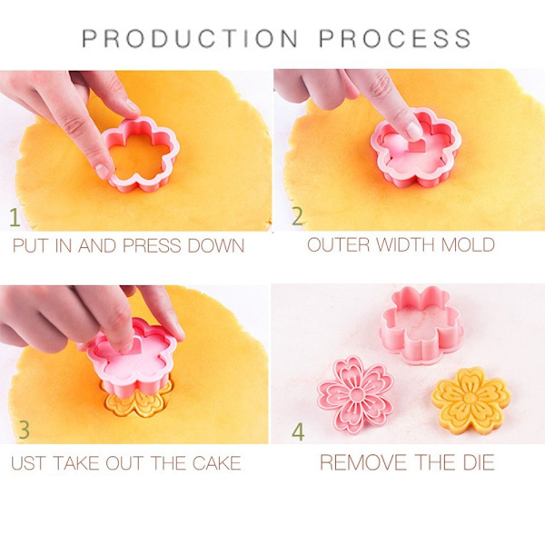 8 stk/sett Cookie Cutters Pressbar kjeksform Cookie Stamp DIY