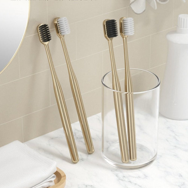 Mjuk tandborste Vuxen tandborste GULD VIT BORST VIT gold white bristles-white bristles
