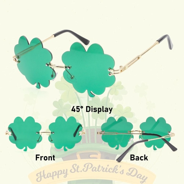Irish Shamrock Solbriller St. Patrick's Day FIRKLEVER Four Leaf Clover