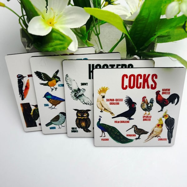 Bird Pun Coasters Puiset lasinaluset 6kpl 6kpl 6pcs