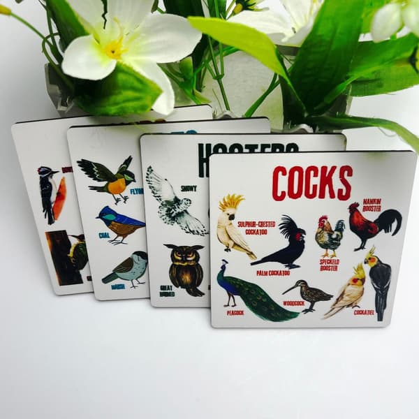 Fågel Ordvits Underlägg Träunderlägg 6 ST 6 ST 6pcs
