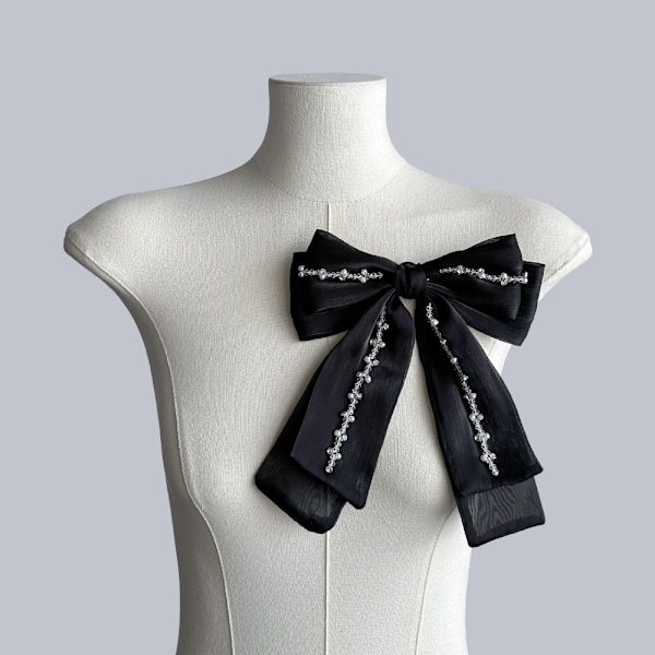 Broderet stof Patch Flower Cloth Sticker SORT Black