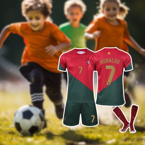 3-delt Portugal fodboldtrøjer sæt fodboldtøj nr. 7 16