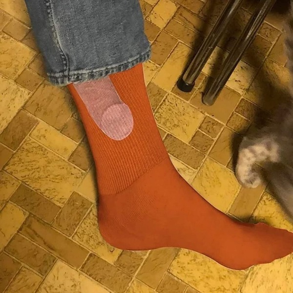 1 Par Funny Socks Show Off Sokker HVIT white
