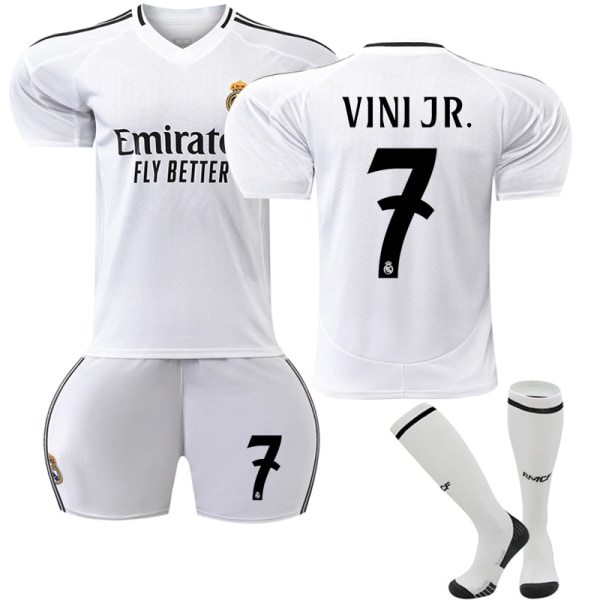 Real Madrid Hjemmebørnefodboldtrøje 2024-2025 Vinicius nr. 7 VINI JR 28